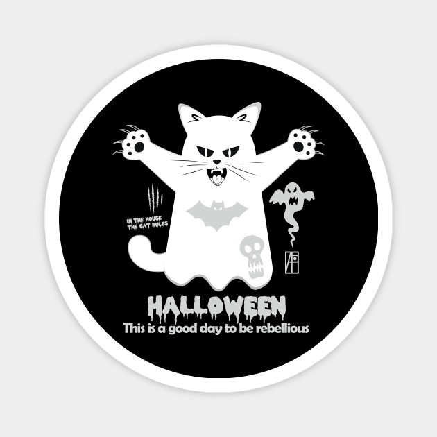 CAT rules - This is a good day to be rebellious for Halloween Magnet by ArtProjectShop